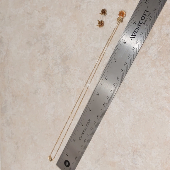 4 for $50 Fashion Jewelry Set Necklace Earrings Rose Gold Roses with Gold Leaves - Picture 4 of 7